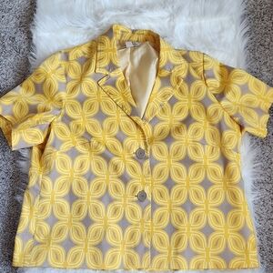 Coldwater Creek Sz 18 Yellow and Grayish Patterned Top/Jacket